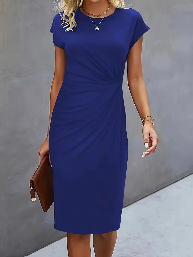 Women’s Scoop Neck Midi Dress Elegant Everyday Classic