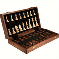 Chess Set in Wooden Style Classic Strategy Board with Detailed Pieces