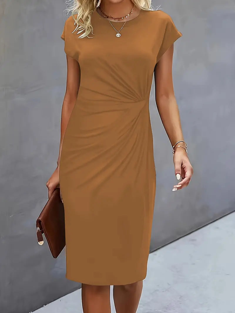 Women’s Scoop Neck Midi Dress Elegant Everyday Classic