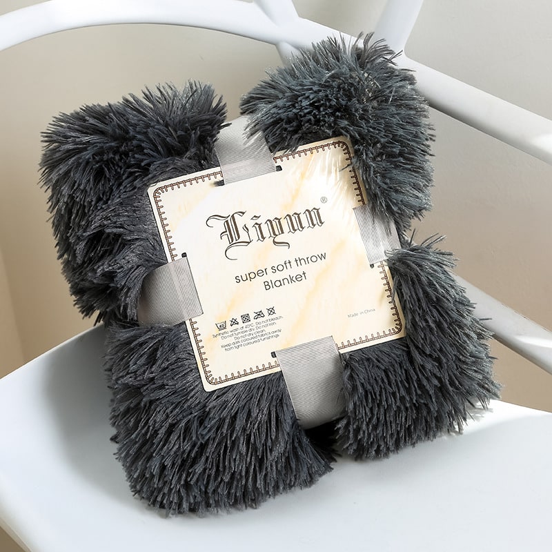 Faux Fur Throw Blanket with Soft Plush Long Pile Shaggy Texture for Cozy Bedding - Image 3