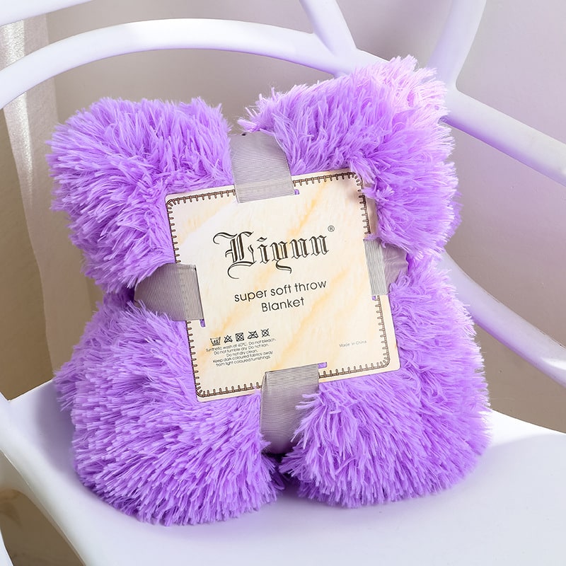 Faux Fur Throw Blanket with Soft Plush Long Pile Shaggy Texture for Cozy Bedding - Image 8