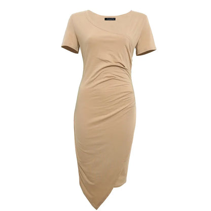 Women’s Scoop Neck Midi Dress Elegant Everyday Classic