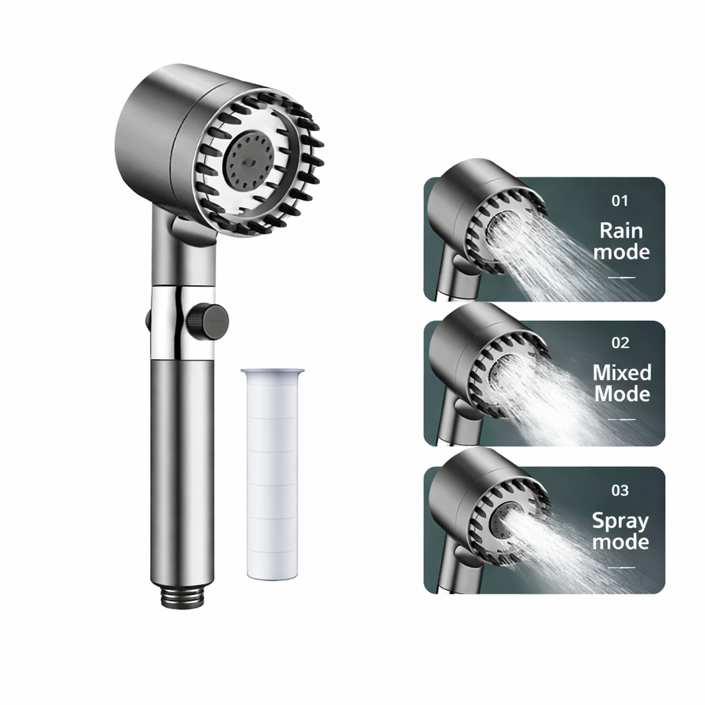 Filtered Water Shower Head with High Pressure Handheld Spray and Stop Button And Hose - Image 12