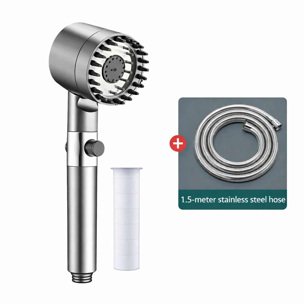 Filtered Water Shower Head with High Pressure Handheld Spray and Stop Button And Hose - Image 14