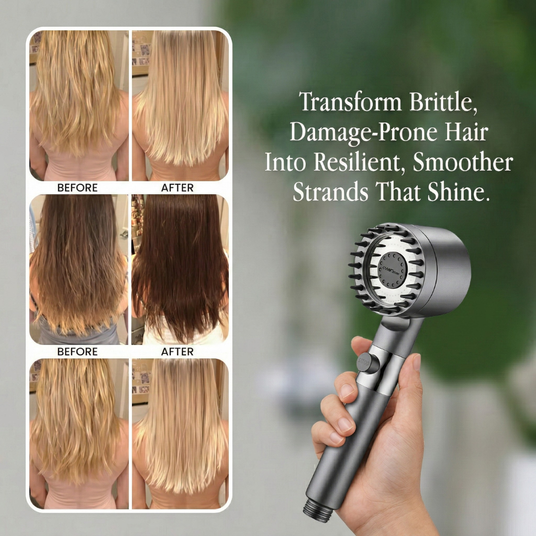Filtered Water Shower Head with High Pressure Handheld Spray and Stop Button And Hose - Image 4