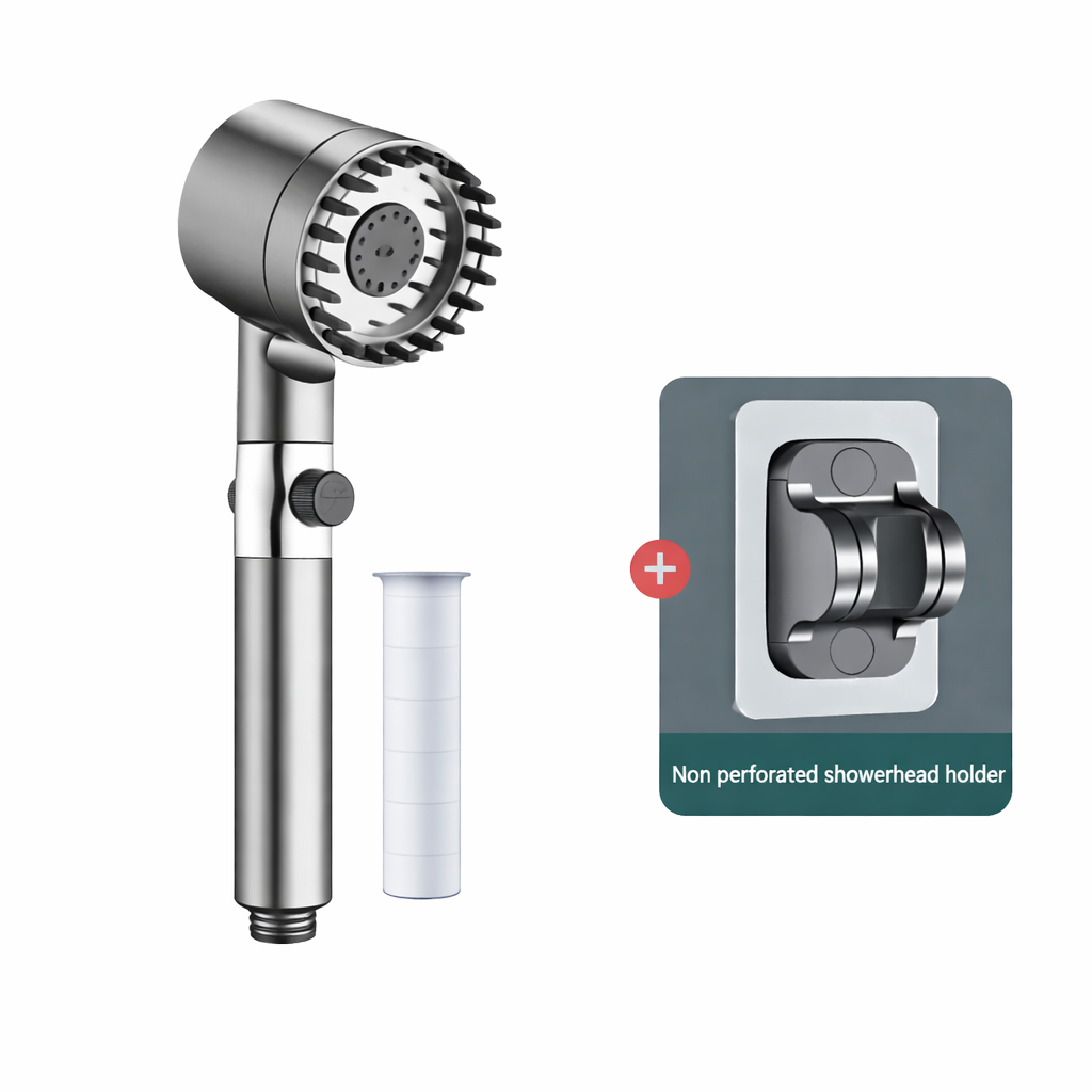 Filtered Water Shower Head with High Pressure Handheld Spray and Stop Button And Hose - Image 8