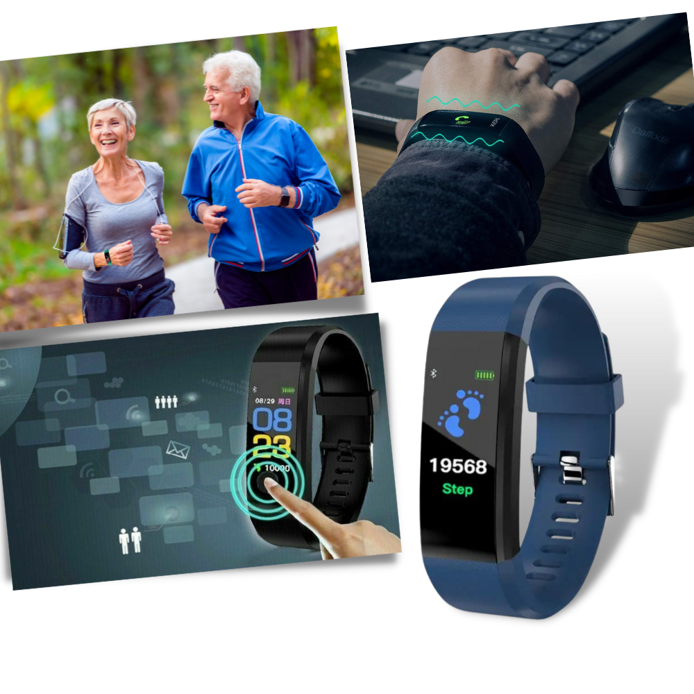 Fitness Tracker Step Watch with Heart Rate Monitor and Distance Tracking for Seniors - Image 1