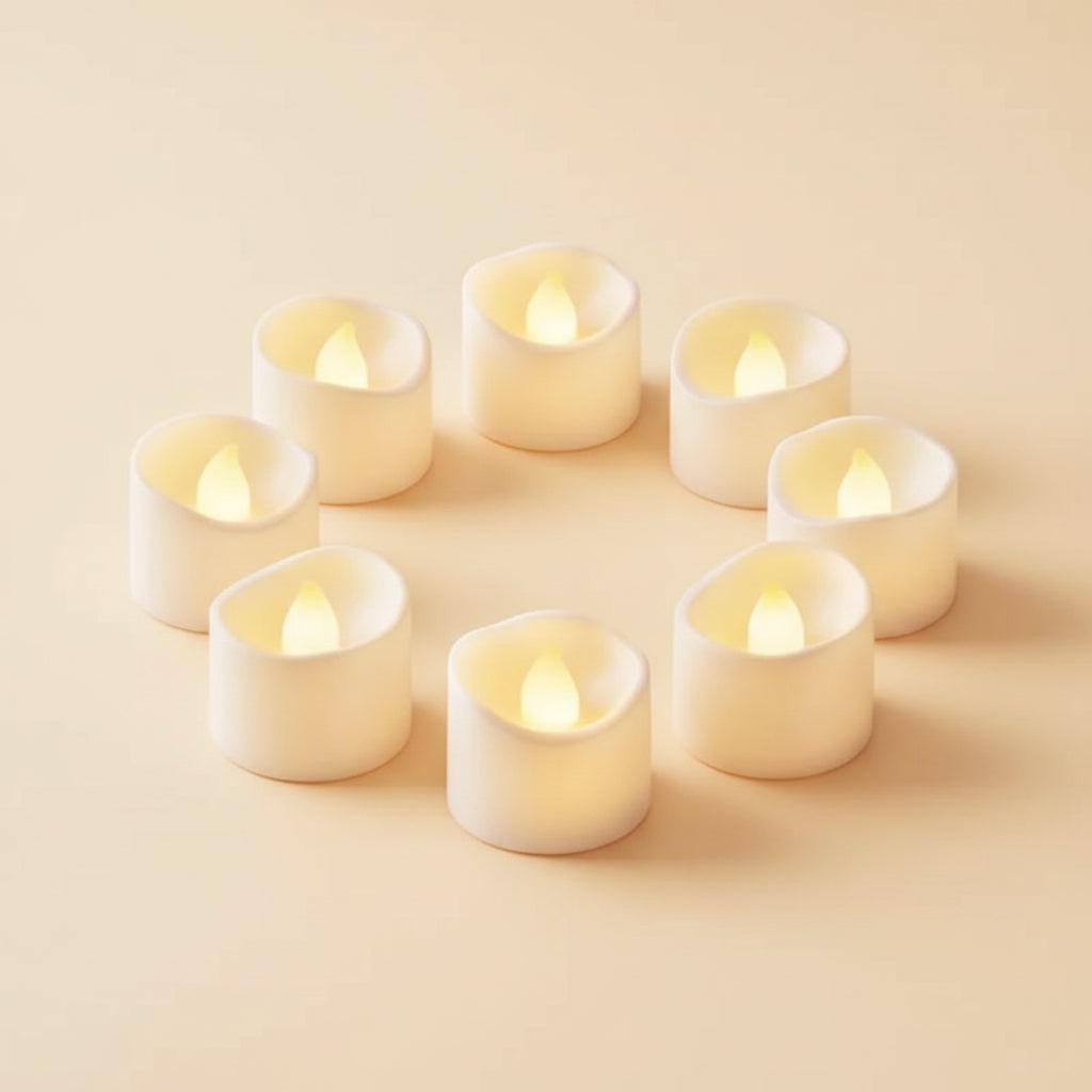 Flameless Tea Light Candles Battery Operated with Flickering LED Flame and Wavy Edge 24 Pack - Image 1