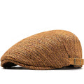 Flat Cap Straw Hat with Adjustable Back Strap and Breathable Chevron Weave Paddy - Image 1
