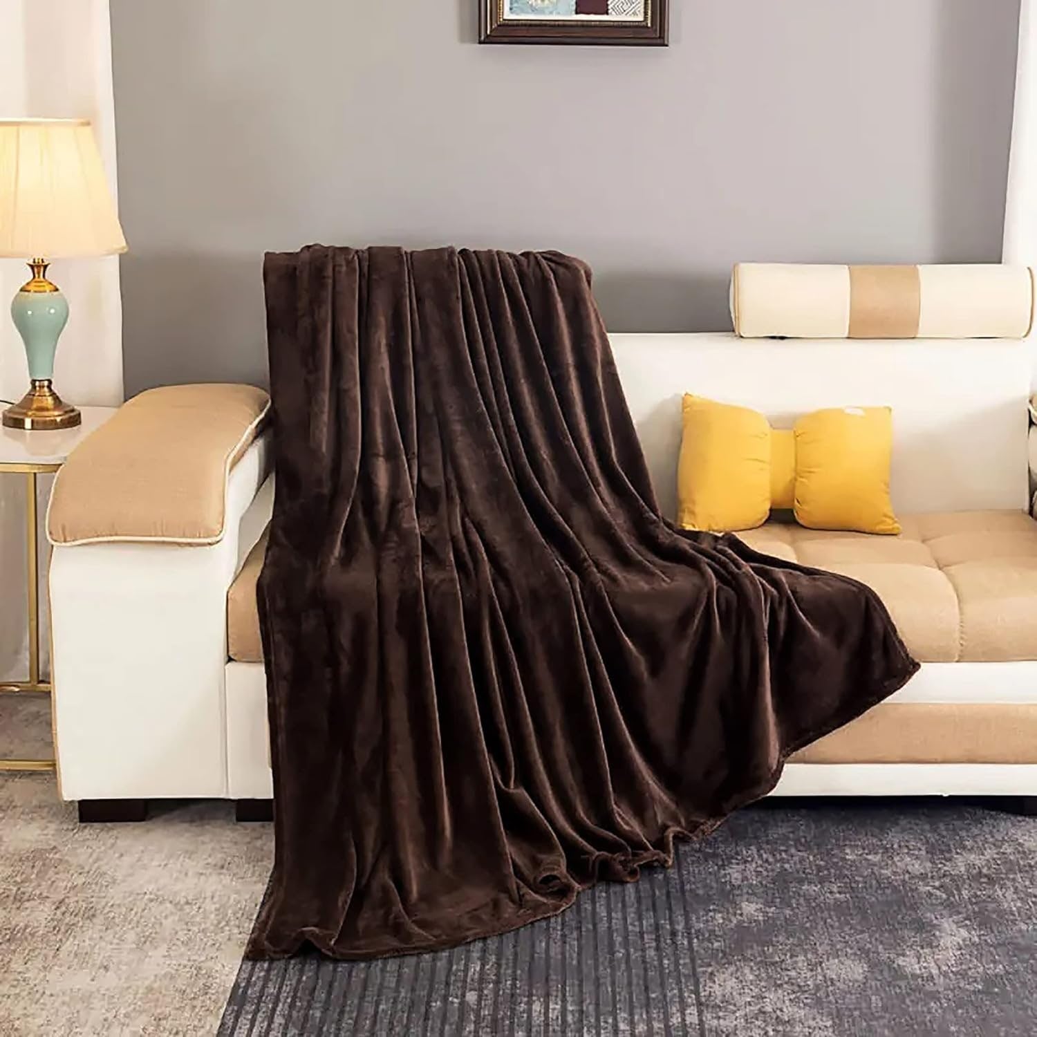 Fleece Faux Fur Super Soft Throw Blanket for Sofa and Bed Plush Lightweight Heated - Image 3
