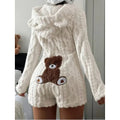 Fleece Romper with Long Sleeves Plush Hooded Design and Bear Ears - Image 7