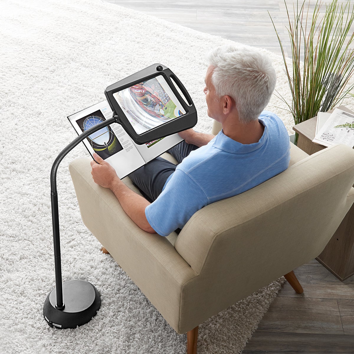 Floor Lamp Magnifying LED Gooseneck Adjustable Reading - Image 1