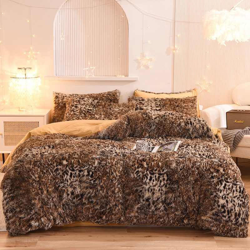Fluffy Shaggy Duvet Cover with Plush Faux Fur and Bed Set for King Daybed Coverlet - Image 1