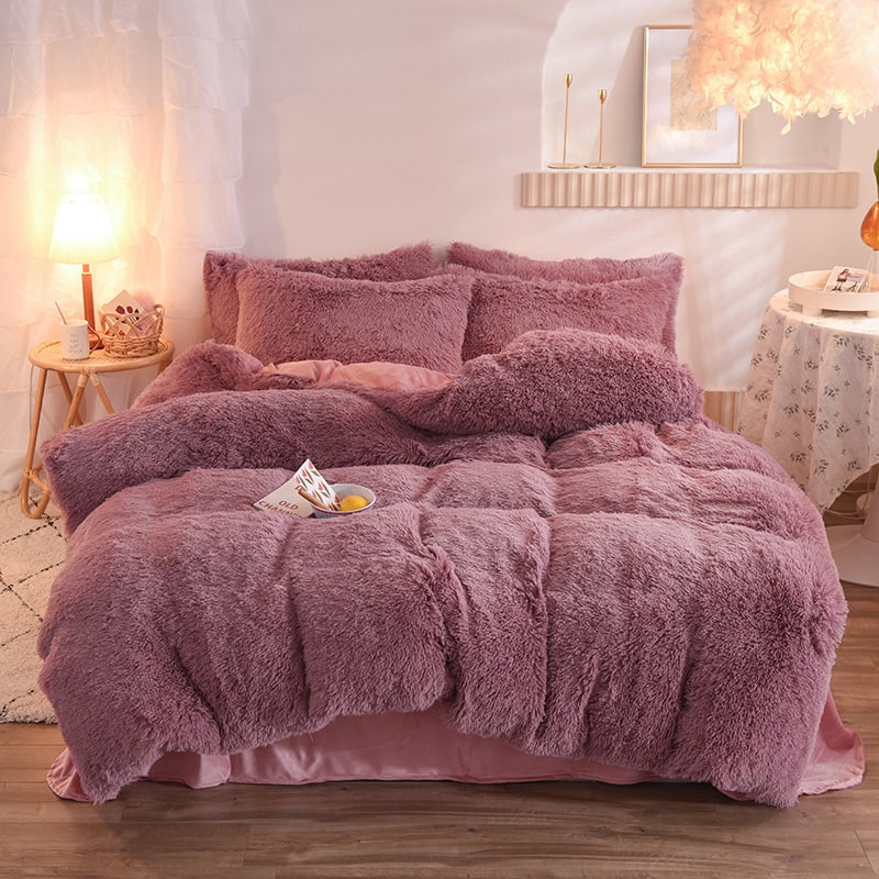 Fluffy Shaggy Duvet Cover with Plush Faux Fur and Bed Set for King Daybed Coverlet - Image 10
