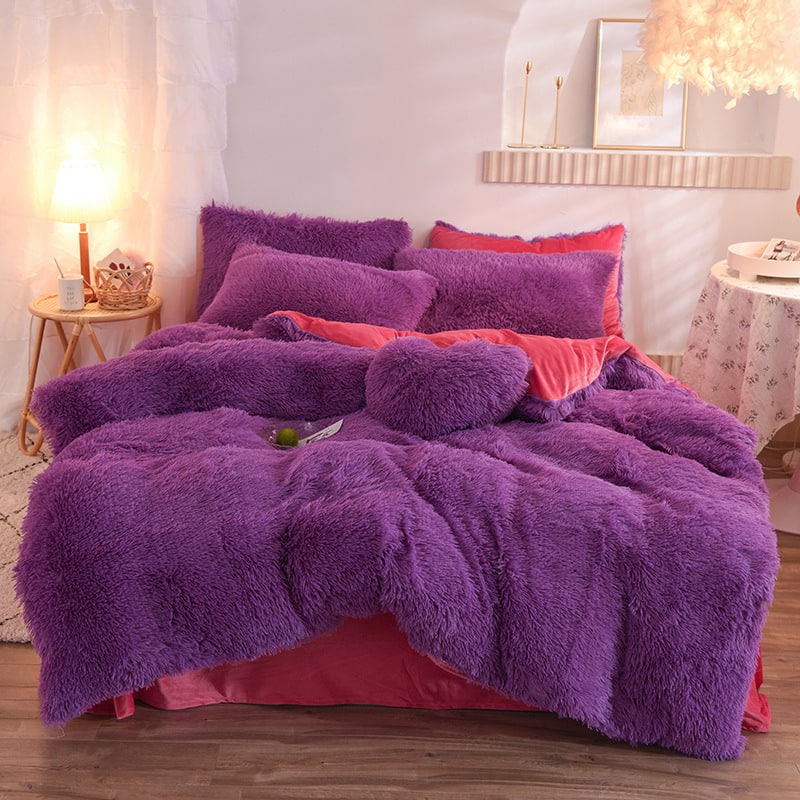 Fluffy Shaggy Duvet Cover with Plush Faux Fur and Bed Set for King Daybed Coverlet - Image 12