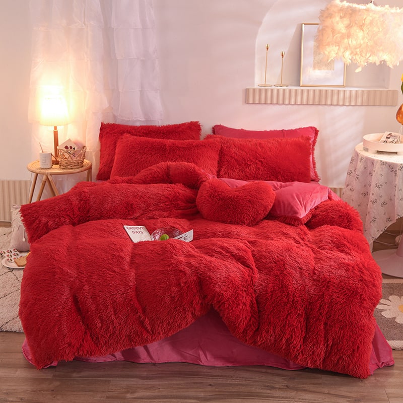 Fluffy Shaggy Duvet Cover with Plush Faux Fur and Bed Set for King Daybed Coverlet - Image 13