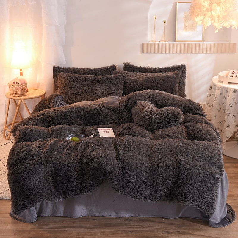Fluffy Shaggy Duvet Cover with Plush Faux Fur and Bed Set for King Daybed Coverlet - Image 14