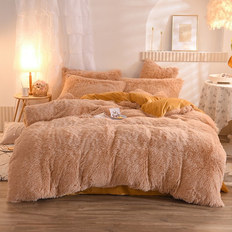 Fluffy Shaggy Duvet Cover with Plush Faux Fur and Bed Set for King Daybed Coverlet - Image 15