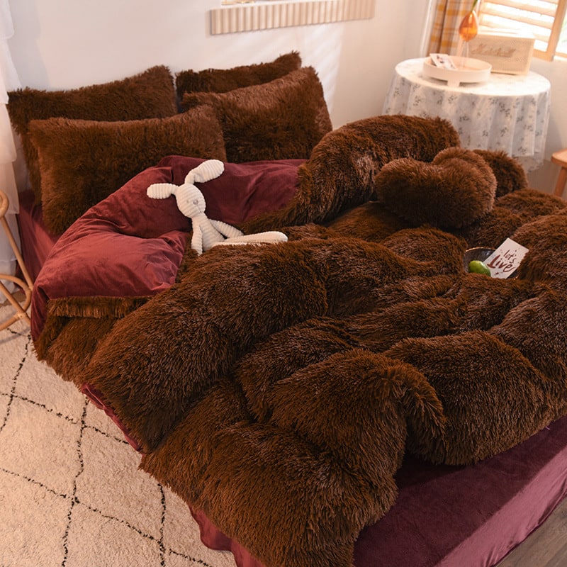 Fluffy Shaggy Duvet Cover with Plush Faux Fur and Bed Set for King Daybed Coverlet - Image 3