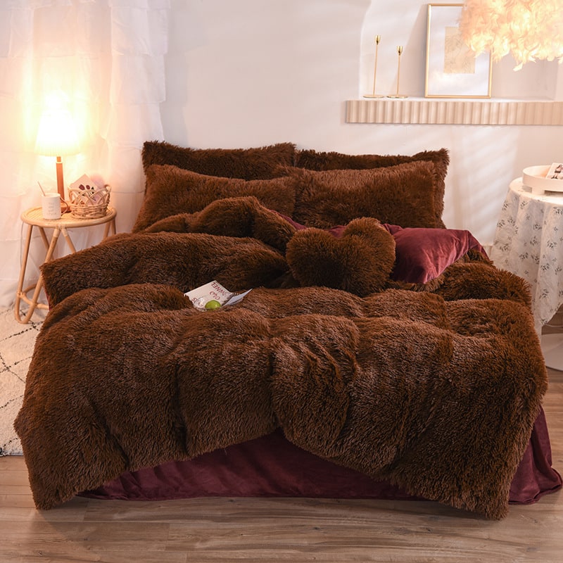 Fluffy Shaggy Duvet Cover with Plush Faux Fur and Bed Set for King Daybed Coverlet - Image 4