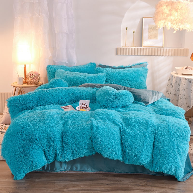 Fluffy Shaggy Duvet Cover with Plush Faux Fur and Bed Set for King Daybed Coverlet - Image 5