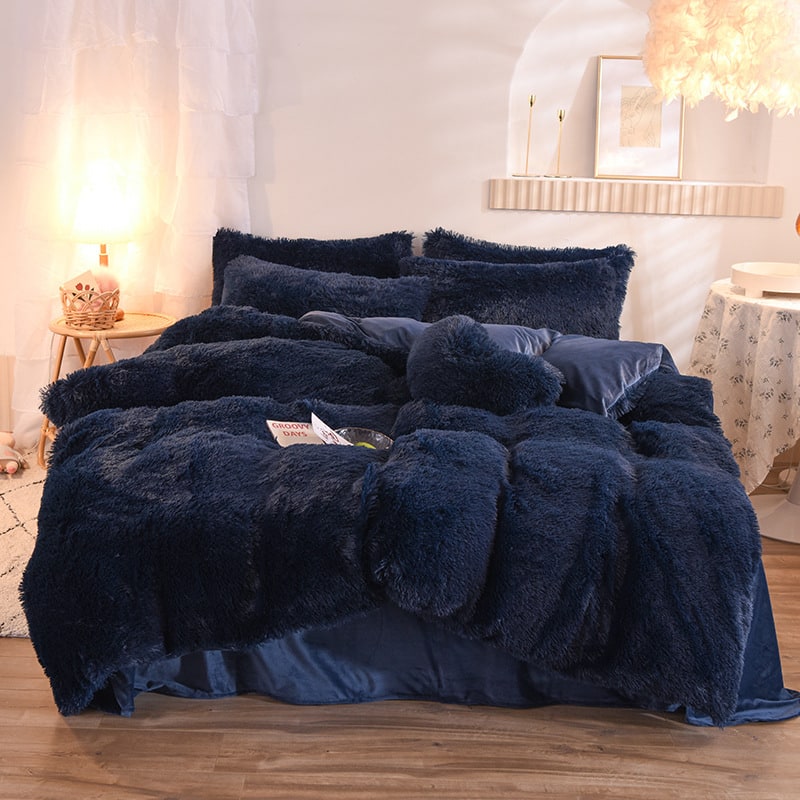 Fluffy Shaggy Duvet Cover with Plush Faux Fur and Bed Set for King Daybed Coverlet - Image 8