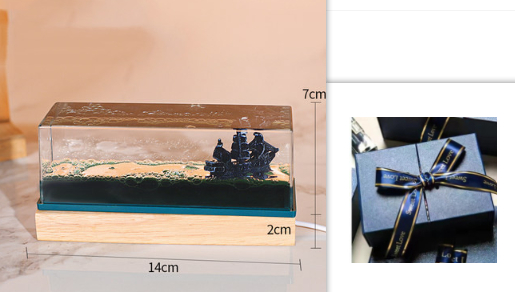 Fluid Drift Bottle with Floating Ship and LED Light Desk Ornament - Image 15