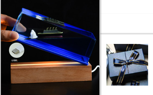 Fluid Drift Bottle with Floating Ship and LED Light Desk Ornament - Image 3