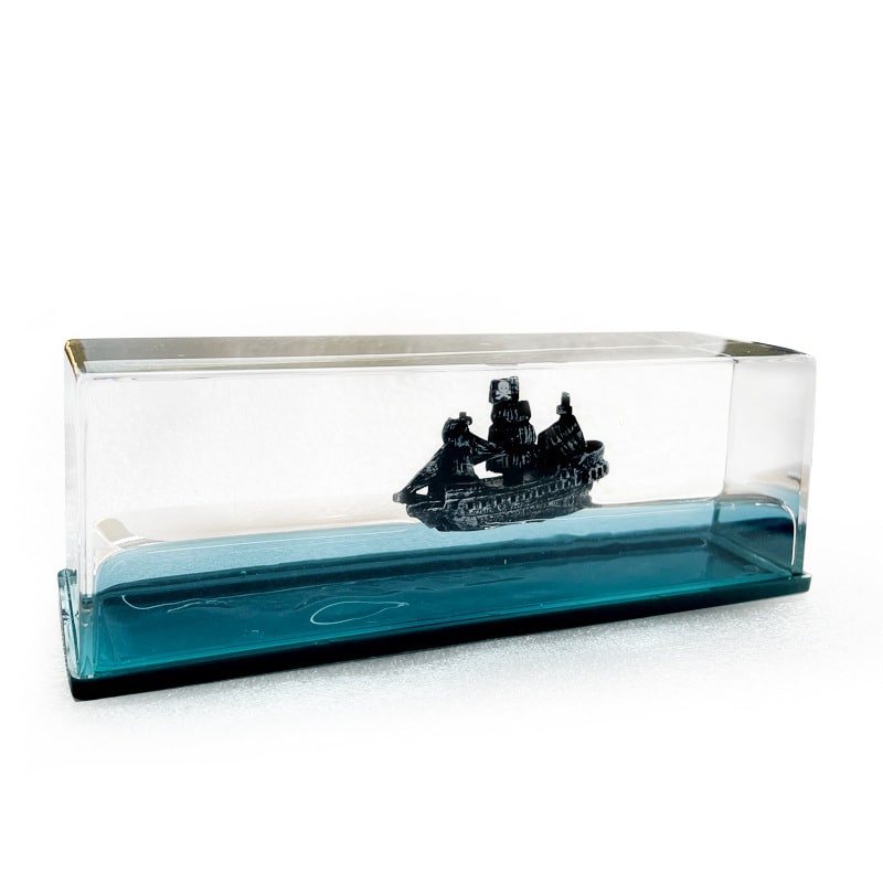Fluid Drift Bottle with Floating Ship and LED Light Desk Ornament - Image 5