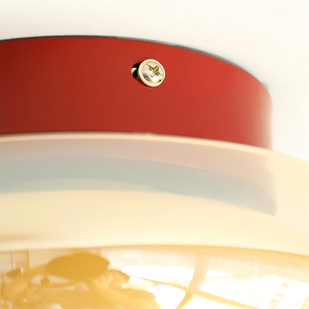 Flush Mount Ceiling Light Fixture Vintage Amber Glass LED Integrated Retro - Image 10