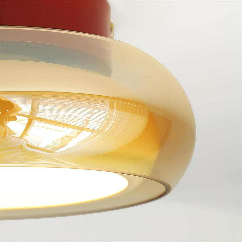 Flush Mount Ceiling Light Fixture Vintage Amber Glass LED Integrated Retro - Image 12