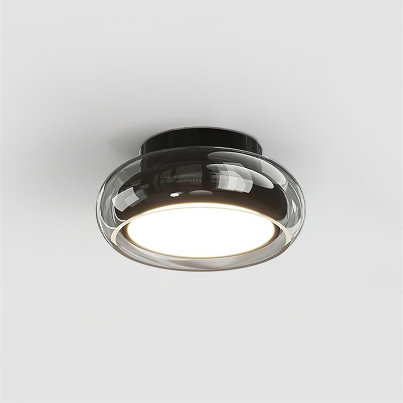 Flush Mount Ceiling Light Fixture Vintage Amber Glass LED Integrated Retro - Image 15