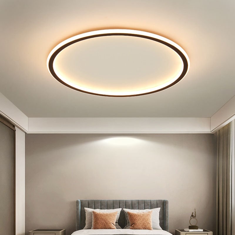 Flush Mount Ceiling Light LED Round Circular Ring Fixture Metal Modern - Image 1