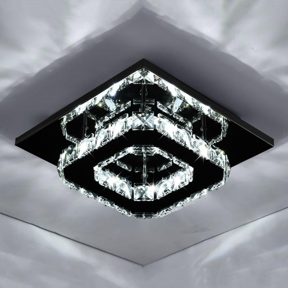 Flush Mount LED Ceiling Light with Crystal and Square Design for Bedroom Fixtures - Image 11