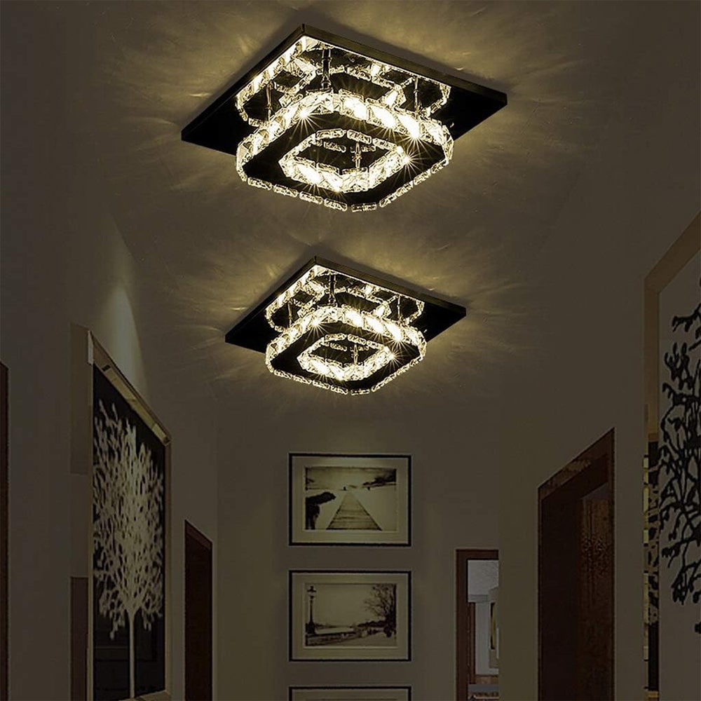 Flush Mount LED Ceiling Light with Crystal and Square Design for Bedroom Fixtures - Image 12