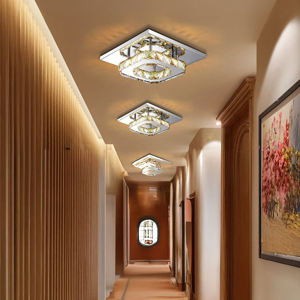 Flush Mount LED Ceiling Light with Crystal and Square Design for Bedroom Fixtures - Image 15