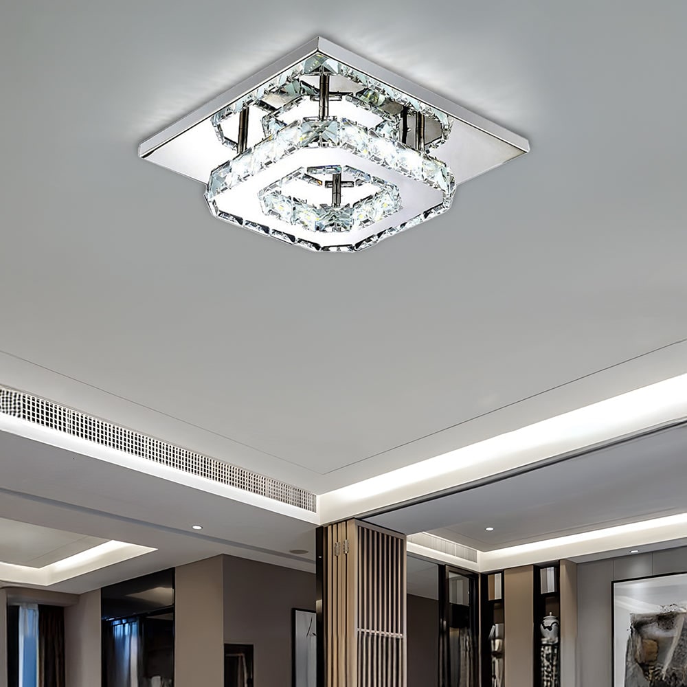 Flush Mount LED Ceiling Light with Crystal and Square Design for Bedroom Fixtures - Image 16