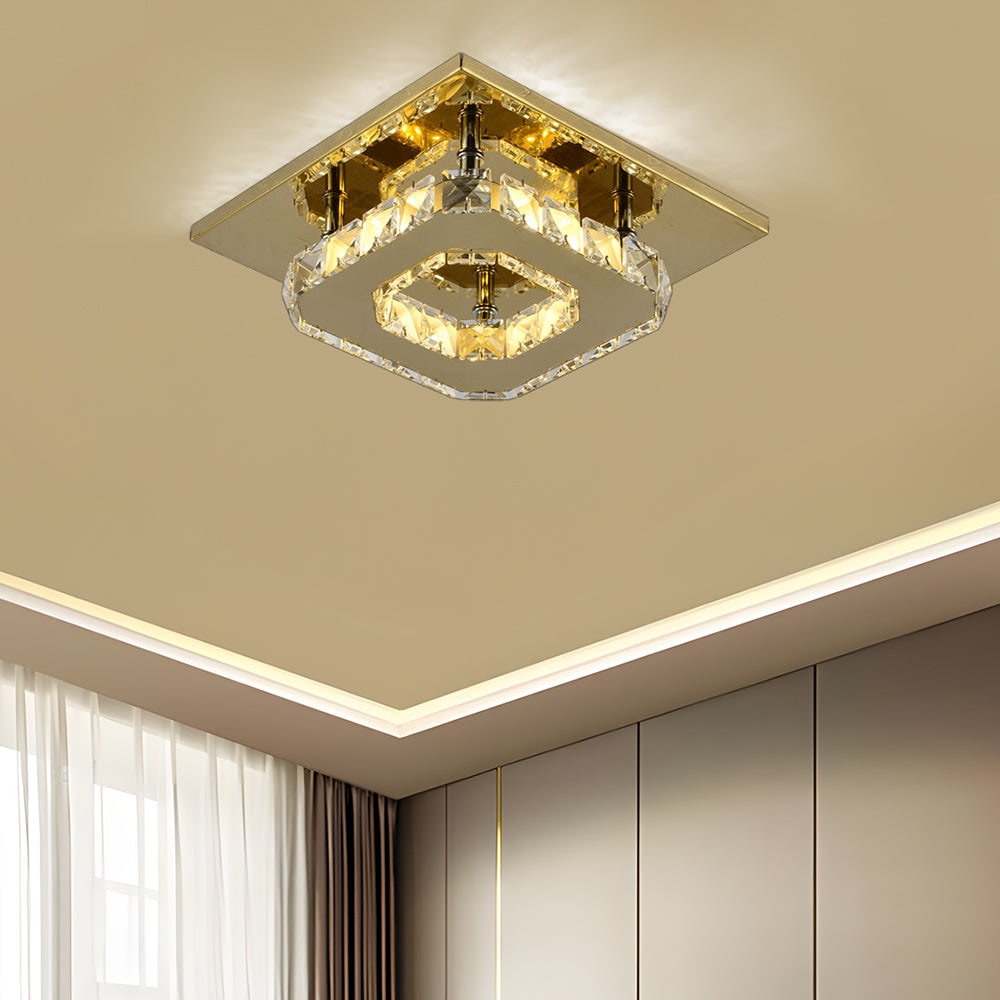 Flush Mount LED Ceiling Light with Crystal and Square Design for Bedroom Fixtures - Image 17