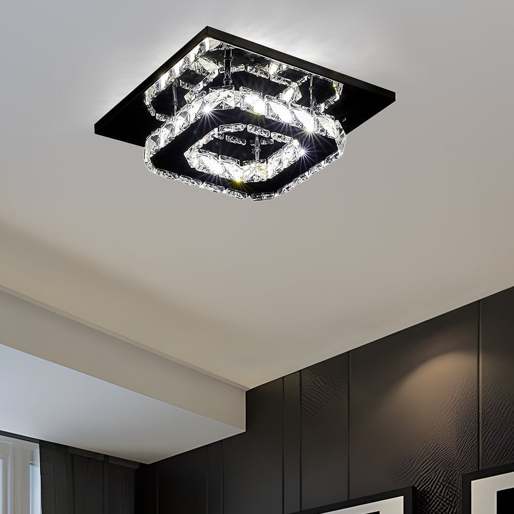 Flush Mount LED Ceiling Light with Crystal and Square Design for Bedroom Fixtures - Image 18