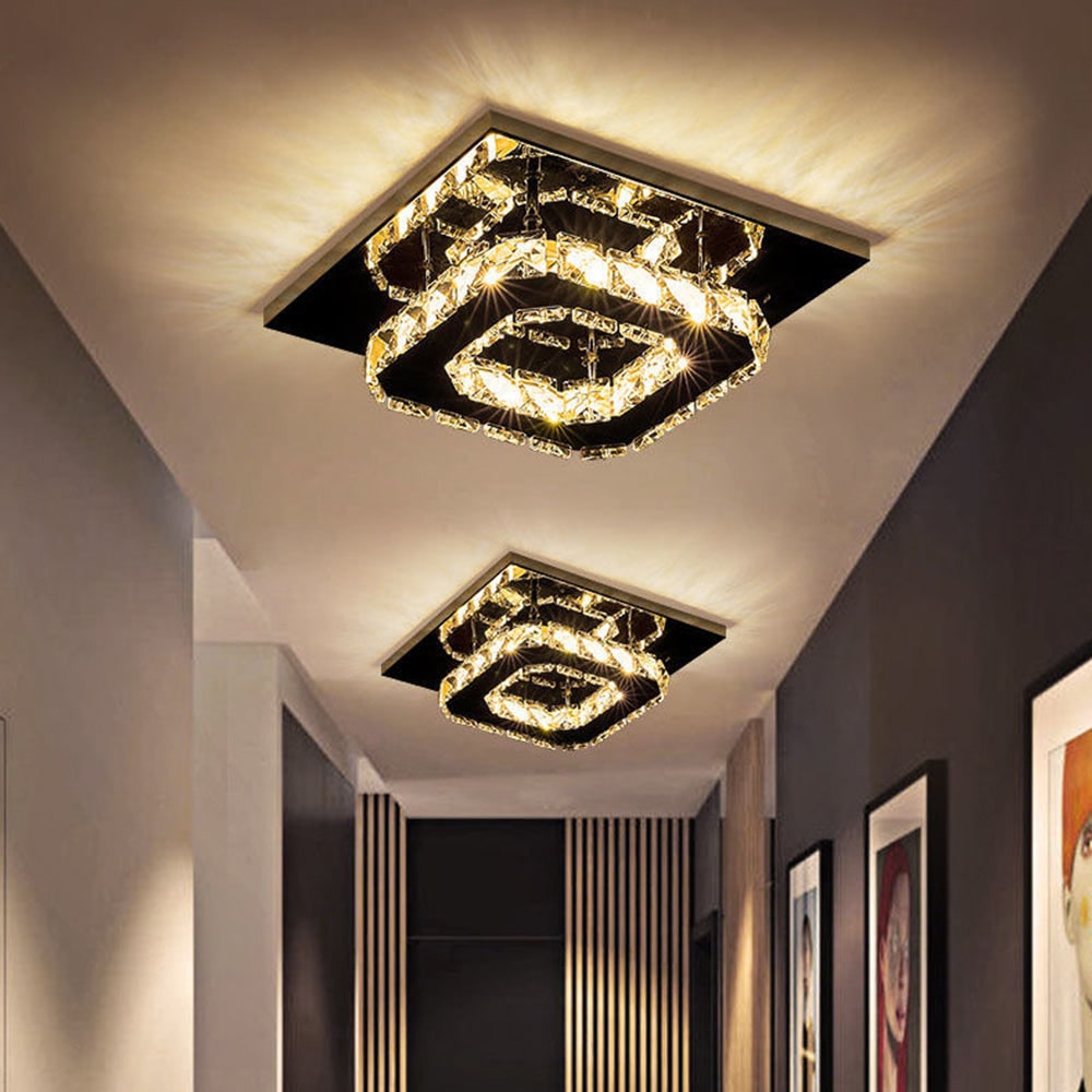 Flush Mount LED Ceiling Light with Crystal and Square Design for Bedroom Fixtures - Image 19