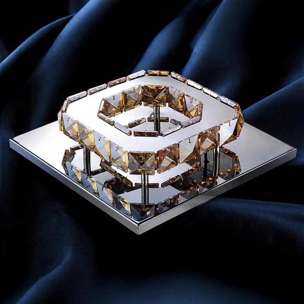 Flush Mount LED Ceiling Light with Crystal and Square Design for Bedroom Fixtures - Image 2