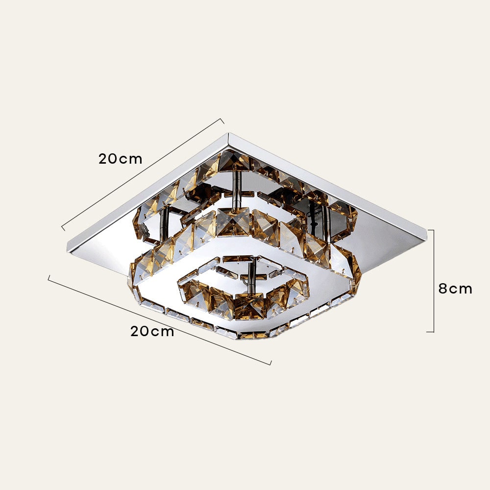 Flush Mount LED Ceiling Light with Crystal and Square Design for Bedroom Fixtures - Image 3