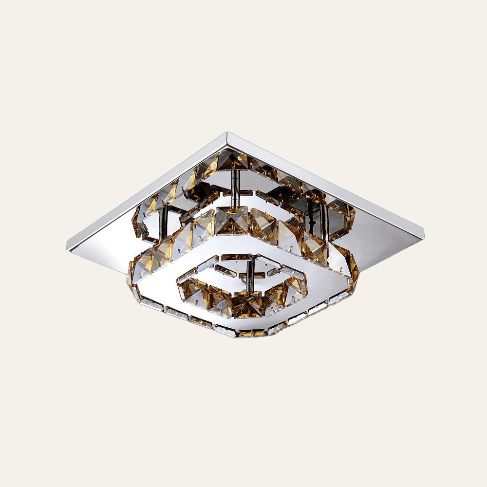 Flush Mount LED Ceiling Light with Crystal and Square Design for Bedroom Fixtures - Image 4