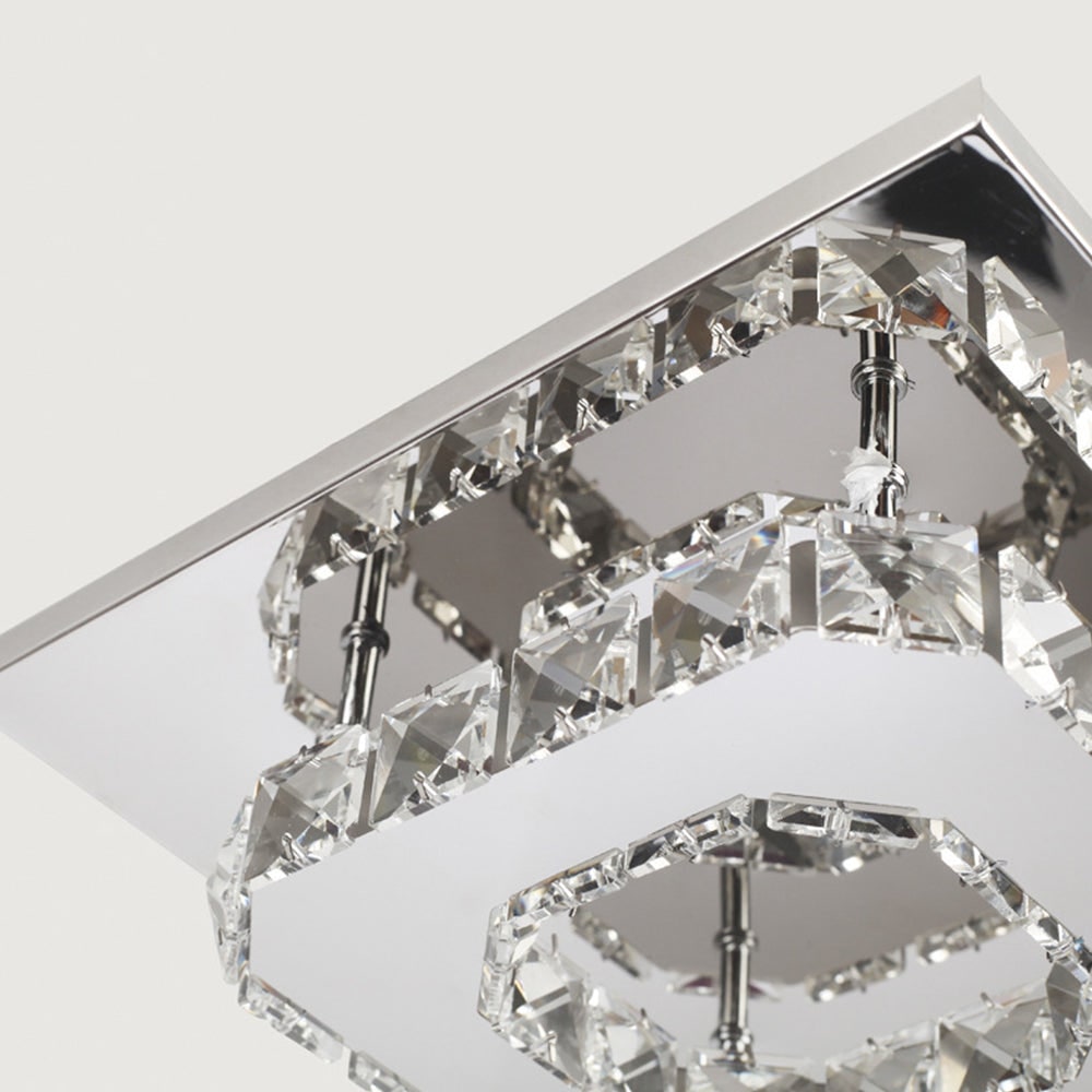 Flush Mount LED Ceiling Light with Crystal and Square Design for Bedroom Fixtures - Image 5