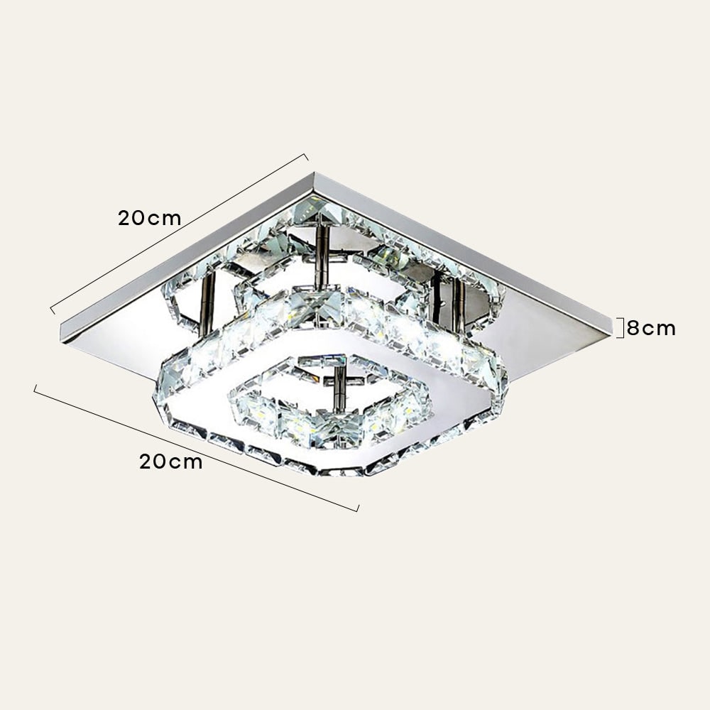 Flush Mount LED Ceiling Light with Crystal and Square Design for Bedroom Fixtures - Image 7
