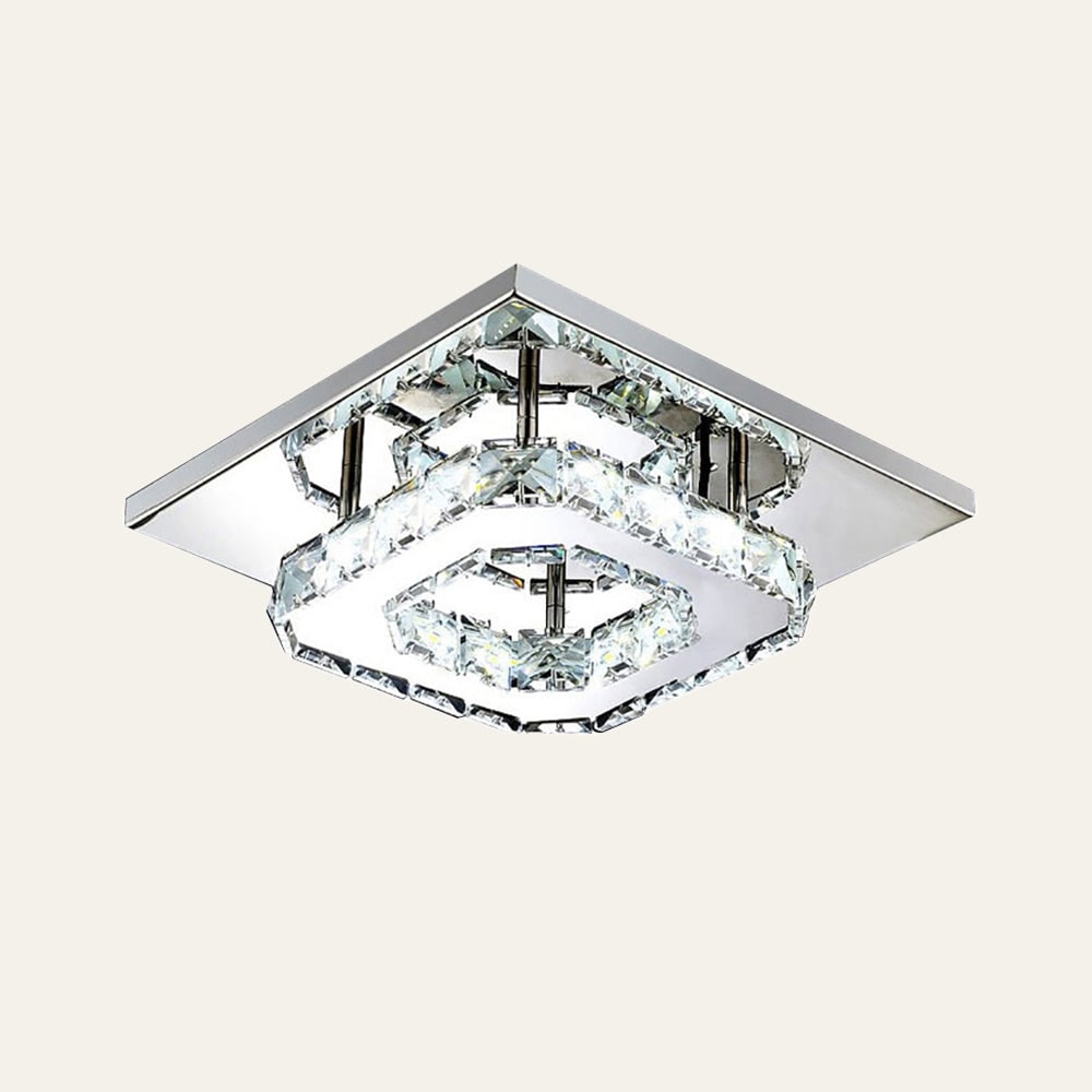 Flush Mount LED Ceiling Light with Crystal and Square Design for Bedroom Fixtures - Image 8