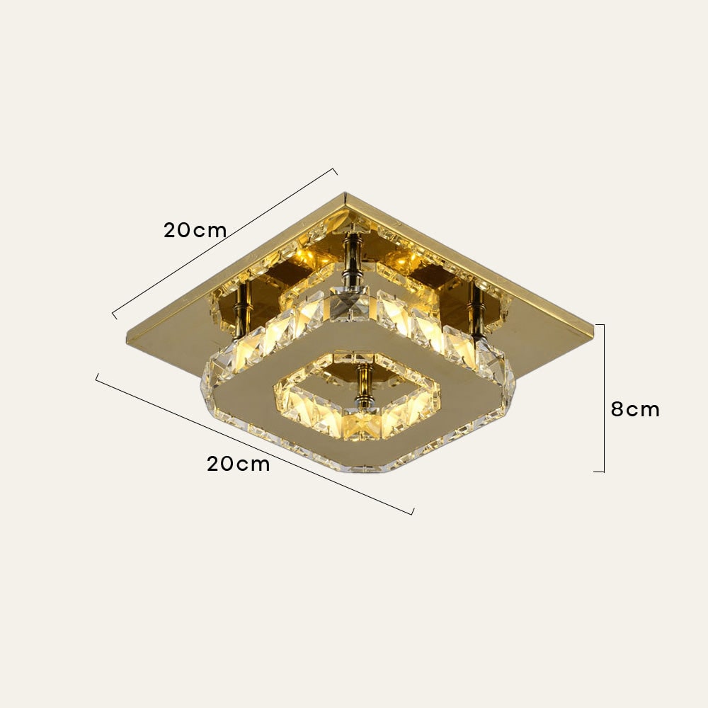 Flush Mount LED Ceiling Light with Crystal and Square Design for Bedroom Fixtures - Image 9
