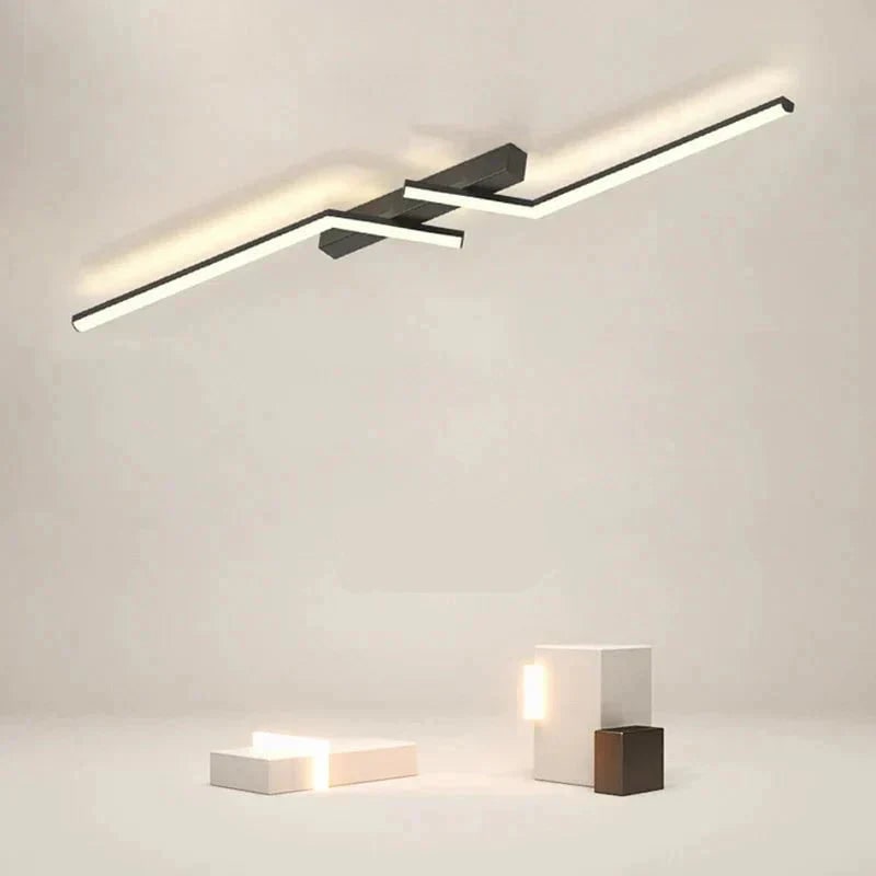 Flush Mount Linear LED Ceiling Light Fixture with Remote Control and Dimmable Design - Image 2