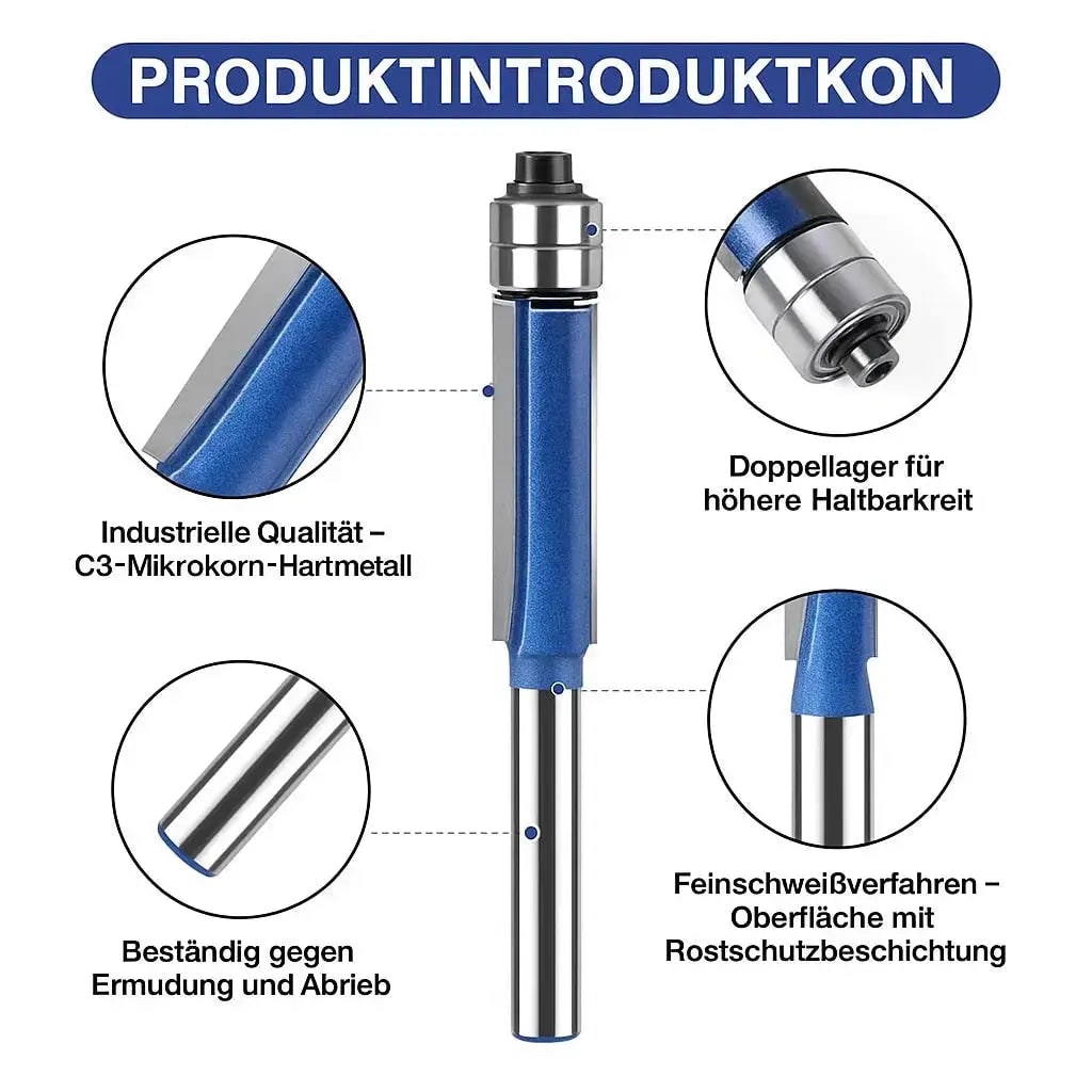Flush Trim Router Bit Set with Double Top Bearings and Carbide Cutting Edges V Groove - Image 2