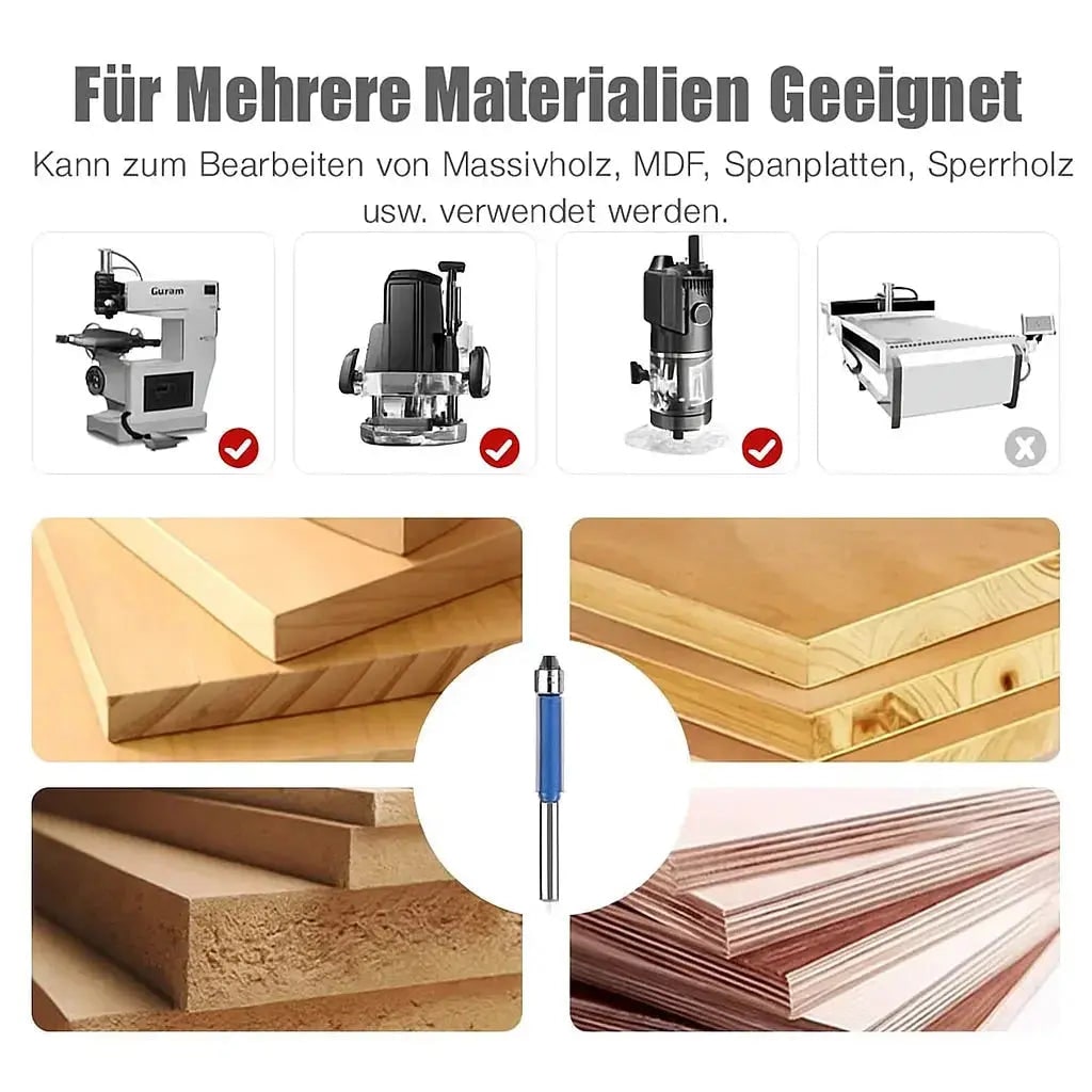 Flush Trim Router Bit Set with Double Top Bearings and Carbide Cutting Edges V Groove - Image 5